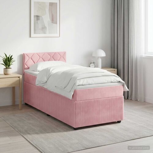 Boxspring krevet s madracem Ružičasta 80 x 200 cm Baršun - Ružičasta 80 x 200 cm Dizajn s rombovima Cijena
