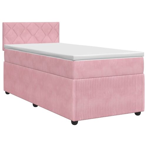 Boxspring krevet s madracem Ružičasta 80 x 200 cm Baršun - Ružičasta 80 x 200 cm Dizajn s rombovima Cijena