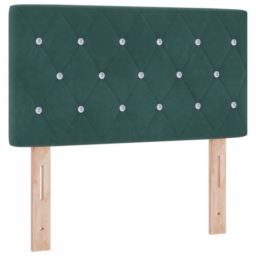 Boxspring krevet s madracem Tamnozelena 100 x 200 cm Baršun - Tamnozelena 100 x 200 cm Kristal s dugmadima Cijena