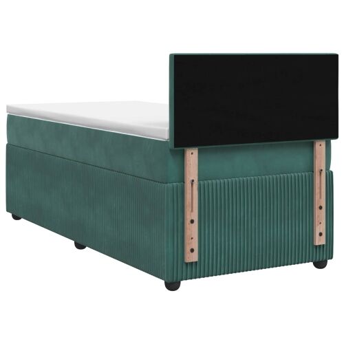 Boxspring krevet s madracem Tamnozelena 100 x 200 cm Baršun - Tamnozelena 100 x 200 cm Kristal s dugmadima Cijena