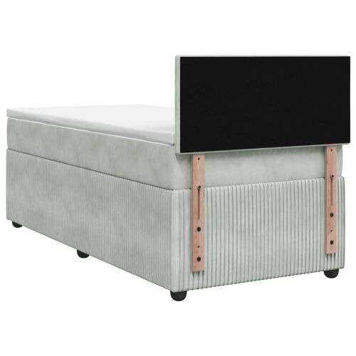 Boxspring krevet s madracem Svjetlosiva 100 x 200 cm Baršun - Svjetlosiva 100 x 200 cm Dizajn s rombovima Cijena