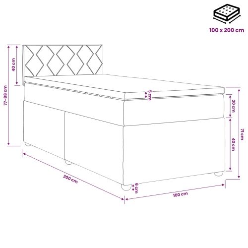 Boxspring krevet s madracem Svjetlosiva 100 x 200 cm Baršun - Svjetlosiva 100 x 200 cm Dizajn s rombovima Cijena