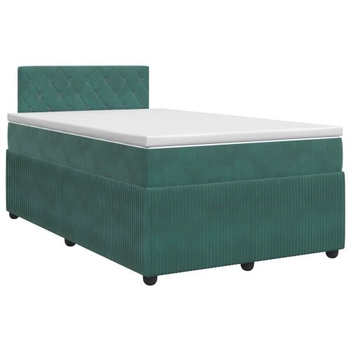 Boxspring krevet s madracem Tamnozelena 120 x 200 cm Baršun - Tamnozelena 120 x 200 cm Kristal s dugmadima Cijena