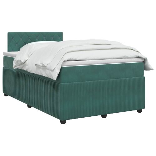 Boxspring krevet s madracem Tamnozelena 120 x 200 cm Baršun - Tamnozelena 120 x 200 cm Kristal s dugmadima Cijena