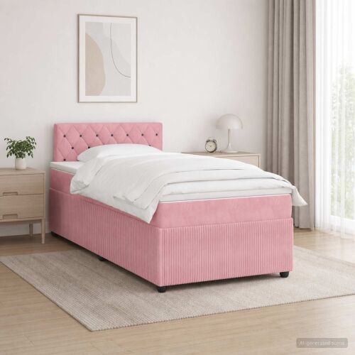 Boxspring krevet s madracem Ružičasta 120 x 200 cm Baršun - Ružičasta 120 x 200 cm Kristal s dugmadima Cijena