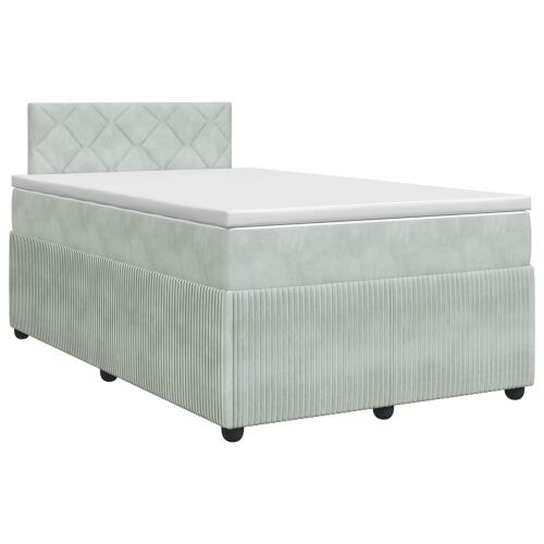 Boxspring krevet s madracem Svjetlosiva 120 x 200 cm Baršun - Svjetlosiva 120 x 200 cm Dizajn s rombovima Cijena