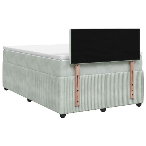 Boxspring krevet s madracem Svjetlosiva 120 x 200 cm Baršun - Svjetlosiva 120 x 200 cm Dizajn s rombovima Cijena