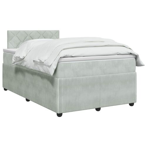 Boxspring krevet s madracem Svjetlosiva 120 x 200 cm Baršun - Svjetlosiva 120 x 200 cm Dizajn s rombovima Cijena