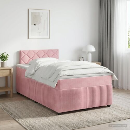 Boxspring krevet s madracem Ružičasta 120 x 200 cm Baršun - Ružičasta 120 x 200 cm Dizajn s rombovima Cijena