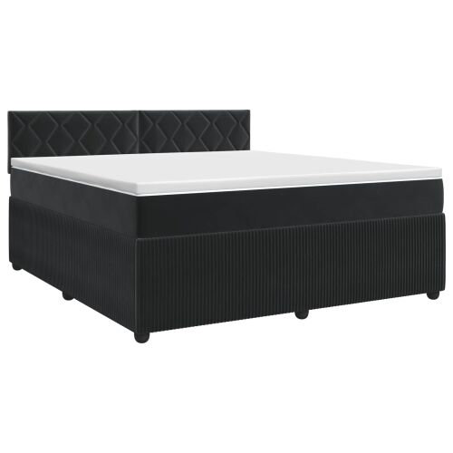 Boxspring krevet s madracem Crna 140 x 190 cm Baršun - Crna 140 x 190 cm Dizajn s rombovima Cijena