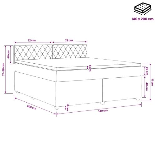 Boxspring krevet s madracem Tamno plava 140 x 200 cm Baršun - Plava 140 x 200 cm Kristal s dugmadima Cijena