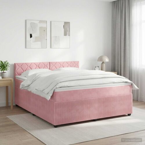 Boxspring krevet s madracem Ružičasta 140 x 200 cm Baršun - Ružičasta 140 x 200 cm Dizajn s rombovima Cijena