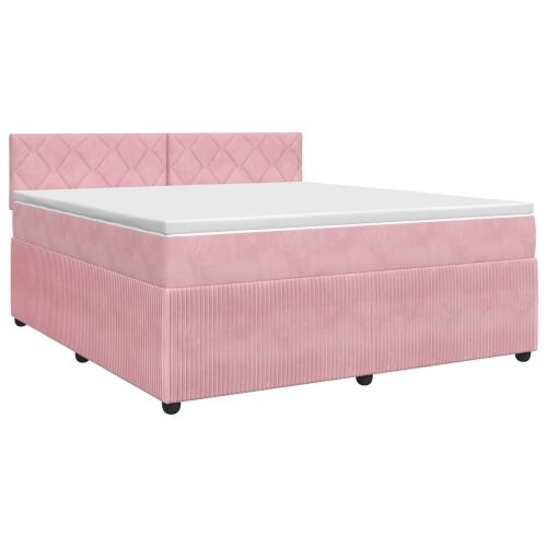 Boxspring krevet s madracem Ružičasta 140 x 200 cm Baršun - Ružičasta 140 x 200 cm Dizajn s rombovima Cijena
