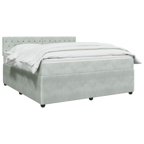 Boxspring krevet s madracem Svjetlosiva 160 x 200 cm Baršun - Svjetlosiva 160 x 200 cm Kristal s dugmadima Cijena