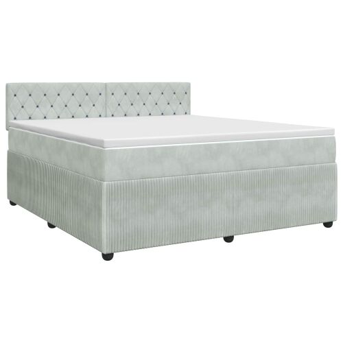 Boxspring krevet s madracem Svjetlosiva 160 x 200 cm Baršun - Svjetlosiva 160 x 200 cm Kristal s dugmadima Cijena