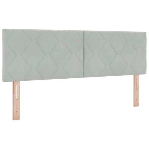 Boxspring krevet s madracem Svjetlosiva 160 x 200 cm Baršun - Svjetlosiva 160 x 200 cm Dizajn s rombovima Cijena
