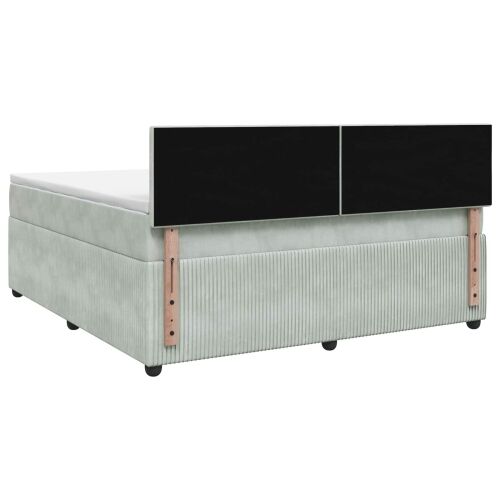 Boxspring krevet s madracem Svjetlosiva 160 x 200 cm Baršun - Svjetlosiva 160 x 200 cm Dizajn s rombovima Cijena