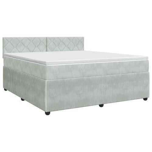 Boxspring krevet s madracem Svjetlosiva 160 x 200 cm Baršun - Svjetlosiva 160 x 200 cm Dizajn s rombovima Cijena