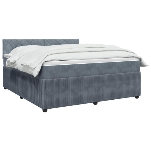Boxspring krevet s madracem Tamnosiva 160 x 200 cm Baršun - Tamnosiva 160 x 200 cm Dizajn s rombovima Cijena