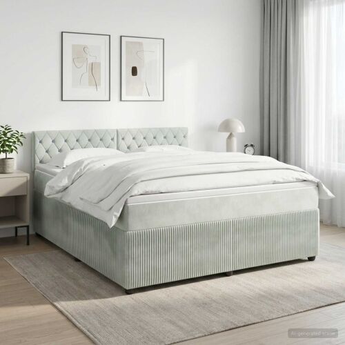 Boxspring krevet s madracem Svjetlosiva 180 x 200 cm Baršun - Svjetlosiva 180 x 200 cm Kristal s dugmadima Cijena