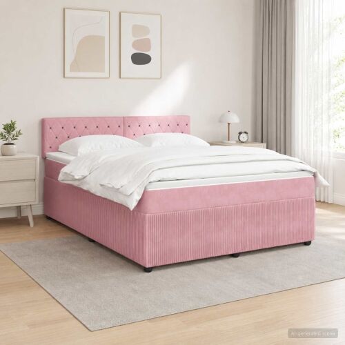 Boxspring krevet s madracem Ružičasta 180 x 200 cm Baršun - Ružičasta 180 x 200 cm Kristal s dugmadima Cijena