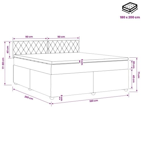 Boxspring krevet s madracem Ružičasta 180 x 200 cm Baršun - Ružičasta 180 x 200 cm Kristal s dugmadima Cijena