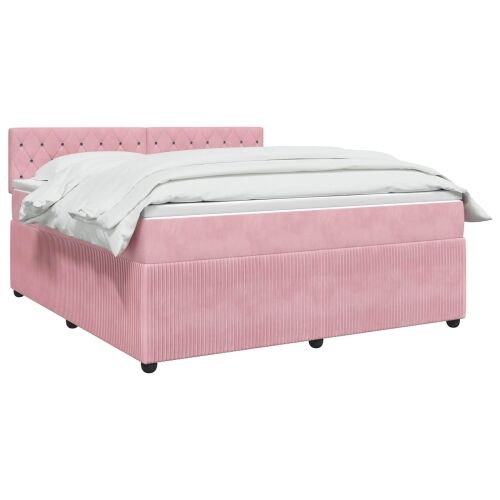 Boxspring krevet s madracem Ružičasta 180 x 200 cm Baršun - Ružičasta 180 x 200 cm Kristal s dugmadima Cijena