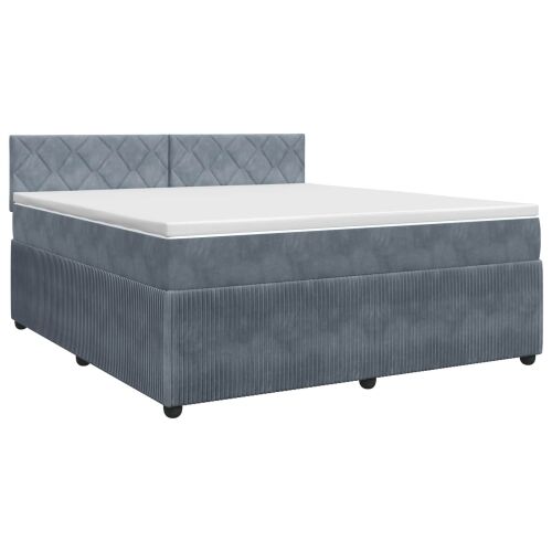 Boxspring krevet s madracem Tamnosiva 180 x 200 cm Baršun - Tamnosiva 180 x 200 cm Dizajn s rombovima Cijena