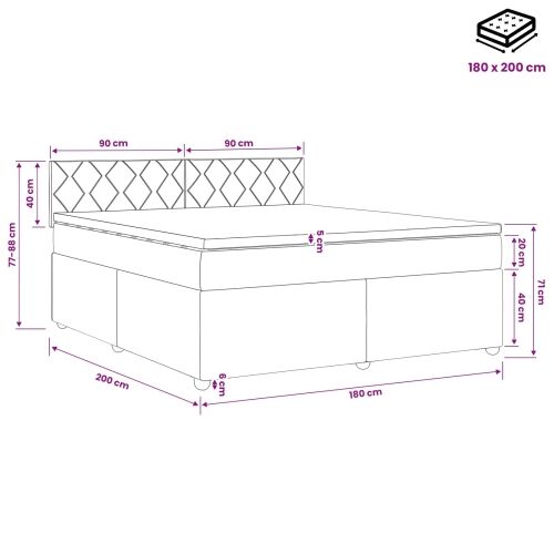 Boxspring krevet s madracem Ružičasta 180 x 200 cm Baršun - Ružičasta 180 x 200 cm Dizajn s rombovima Cijena