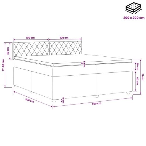 Boxspring krevet s madracem Tamno plava 200 x 200 cm Baršun - Plava 200 x 200 cm Kristal s dugmadima Cijena