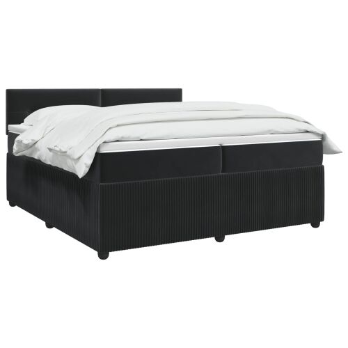 Boxspring krevet s madracem Crna 200 x 200 cm Baršun - Crna 200 x 200 cm Prošiveno gumbima Cijena