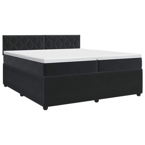 Boxspring krevet s madracem Crna 200 x 200 cm Baršun - Crna 200 x 200 cm Dizajn s rombovima Cijena
