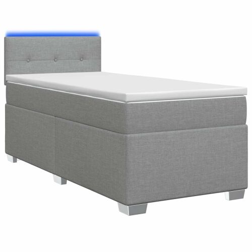 Krevet s box springom, madracem i LED-om Svjetlosiva Tkanina - Svjetlosiva 80 x 200 cm Prošiveno gumbima Cijena