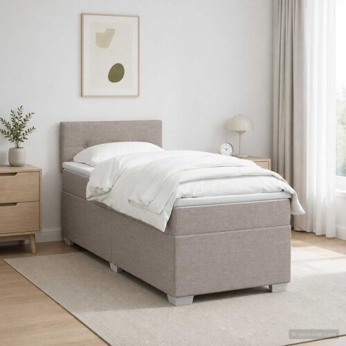 Krevet s box springom, madracem i LED-om Sivosmeđa 80 x 200 cm - Sivosmeđa 80 x 200 cm Prošiveno gumbima Cijena