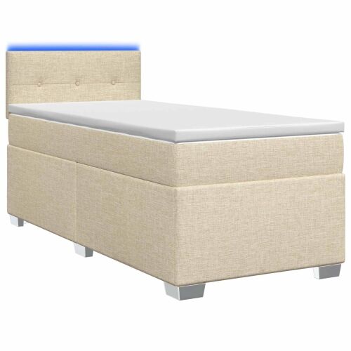 Krevet s box springom, madracem i LED-om Krem 80 x 200 cm - Krem 80 x 200 cm Prošiveno gumbima Cijena