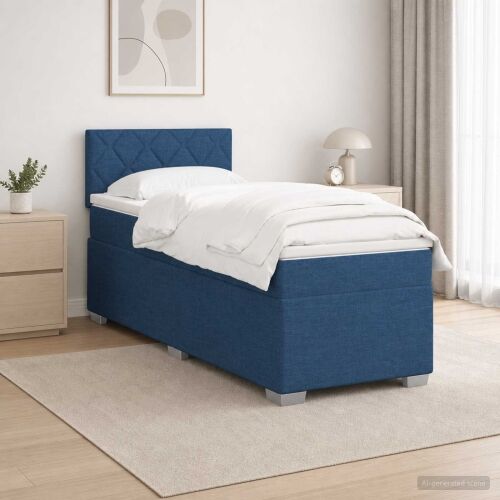 Krevet s box springom, madracem i LED-om Plava 80 x 200 cm - Plava 80 x 200 cm Dizajn s rombovima Cijena