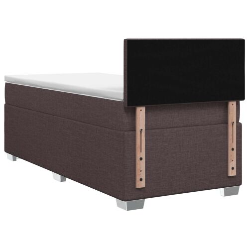 Krevet s box springom, madracem i LED-om Tamno smeđa Tkanina - Tamno smeđa 90 x 190 cm Prošiveno gumbima Cijena