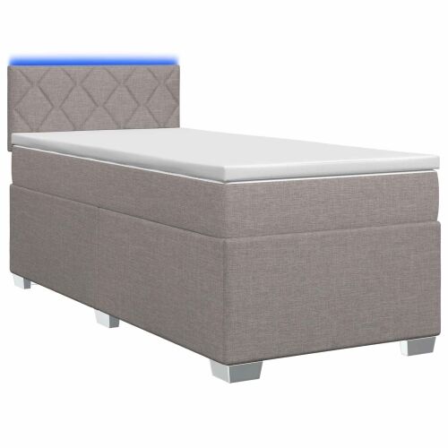 Krevet s box springom, madracem i LED-om Sivosmeđa 90 x 190 cm - Sivosmeđa 90 x 190 cm Dizajn s rombovima Cijena