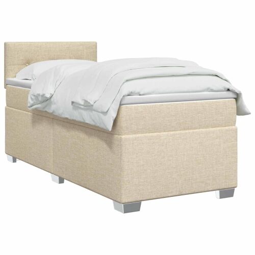 Krevet s box springom, madracem i LED-om Krem 90 x 200 cm - Krem 90 x 200 cm Prošiveno gumbima Cijena