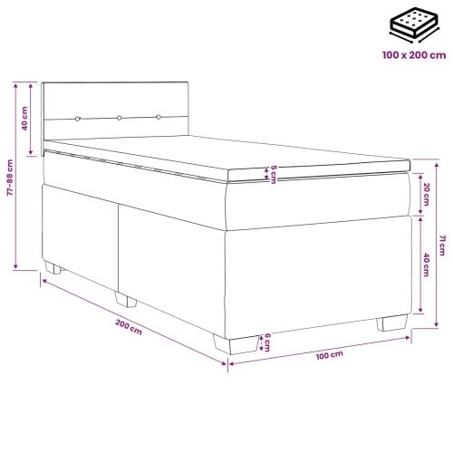 Krevet s box springom, madracem i LED-om Tamnosiva 100 x 200 cm - Tamnosiva 100 x 200 cm Prošiveno gumbima Cijena