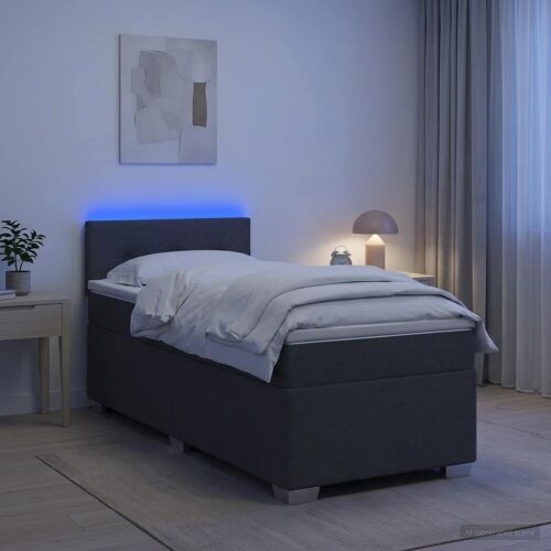 Krevet s box springom, madracem i LED-om Tamnosiva 100 x 200 cm - Tamnosiva 100 x 200 cm Prošiveno gumbima Cijena