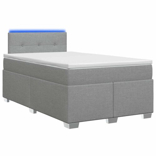 Krevet s box springom, madracem i LED-om Svjetlosiva Tkanina - Svjetlosiva 120 x 190 cm Prošiveno gumbima Cijena