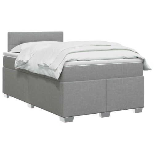 Krevet s box springom, madracem i LED-om Svjetlosiva Tkanina - Svjetlosiva 120 x 190 cm Prošiveno gumbima Cijena