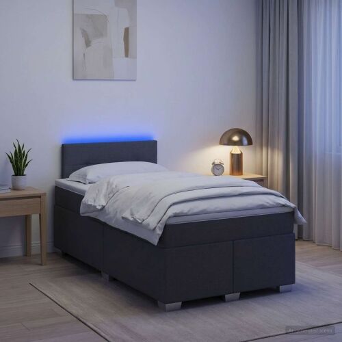 Krevet s box springom, madracem i LED-om Tamnosiva 120 x 190 cm - Tamnosiva 120 x 190 cm Prošiveno gumbima Cijena