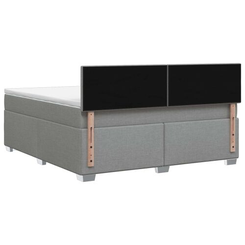 Krevet s box springom, madracem i LED-om Svjetlosiva Tkanina - Svjetlosiva 140 x 190 cm Dizajn s rombovima Cijena