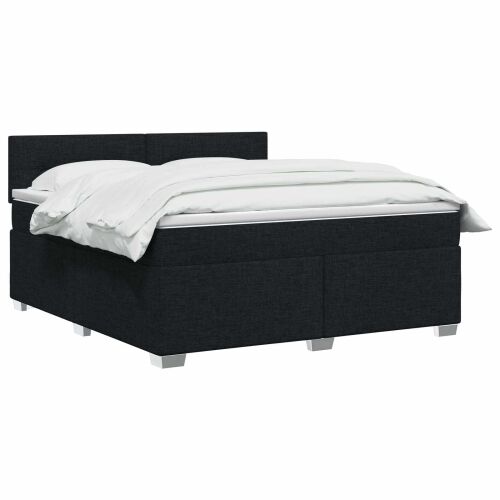 Krevet s box springom, madracem i LED-om Crna 140 x 200 cm - Crna 140 x 200 cm Prošiveno gumbima Cijena