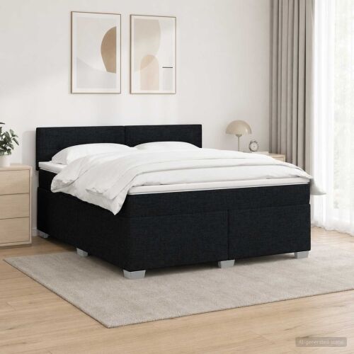 Krevet s box springom, madracem i LED-om Crna 140 x 200 cm - Crna 140 x 200 cm Prošiveno gumbima Cijena