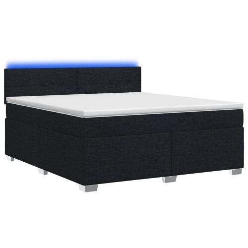 Krevet s box springom, madracem i LED-om Crna 140 x 200 cm - Crna 140 x 200 cm Prošiveno gumbima Cijena