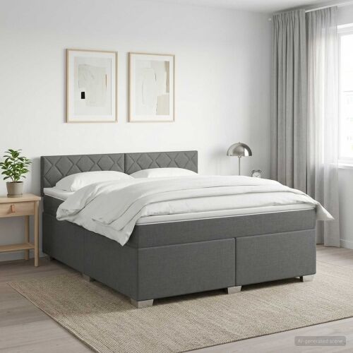 Krevet s box springom, madracem i LED-om Tamnosiva 160 x 200 cm - Tamnosiva 160 x 200 cm Dizajn s rombovima Cijena
