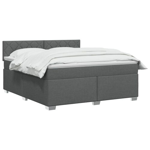Krevet s box springom, madracem i LED-om Tamnosiva 160 x 200 cm - Tamnosiva 160 x 200 cm Dizajn s rombovima Cijena